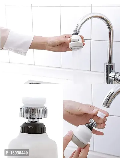 WHITE COLOUR 360 Degree Rotating Water-Saving Sprinkler, Faucet Aerator, 3-Gear Switch Adjustable Head Nozzle Splash-Proof Filter Extender Sprayer for Kitchen-thumb4