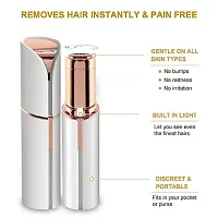 whitecolor Flawless Hair Remover Touch Epilator Wax Electric Hair Removal Painless Lipstick Shaving Razor white  and gold color-thumb1