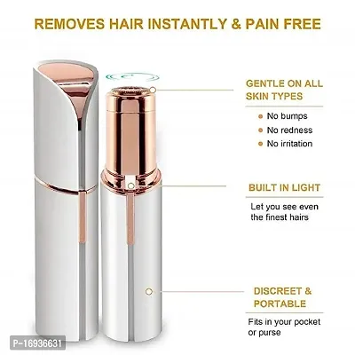 whitecolor Flawless Hair Remover Touch Epilator Wax Electric Hair Removal Painless Lipstick Shaving Razor white  and gold color-thumb2