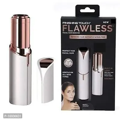 whitecolor Flawless Hair Remover Touch Epilator Wax Electric Hair Removal Painless Lipstick Shaving Razor white  and gold color-thumb4