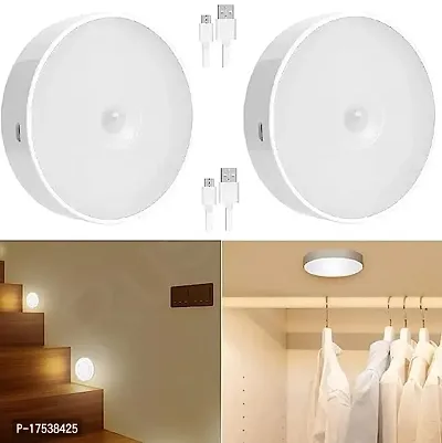 Motion Sensor Light for Home with USB Charging Pack of 2 Wireless Self Adhesive LED Magnetic Motion Activated Light Motion Sensor Rechargeable Light (Standard, 2)-thumb0