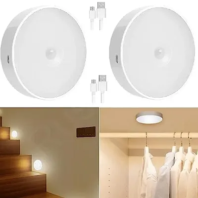 Motion Sensor Light for Home with USB Charging Pack of 2 Wireless Self Adhesive LED Magnetic Motion Activated Light Motion Sensor Rechargeable Light (Standard, 2)