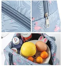 Lunch Bags for Office Women Men Insulated Lunch Bag for Kids Tiffin Bag for Organizer Storage Lunch Box Portable and Reusable Cloth Storage Box Jute Bag Box Storage Organizer (Grey Flamingo)-thumb2