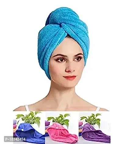Cotton Quick Absorbent Hair Drying Magic Hair Towel Wrap for Women-thumb0