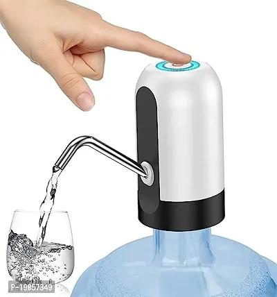 Automatic Water Dispenser Pump | USB Rechargeable Battery Water Pump for 20 Litre Bottle | Electric Water Dispenser | Water Can Dispenser Pump with Built in Copper String Benefits (Black)-thumb0