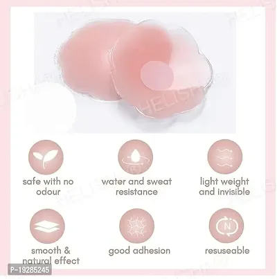 Silicone-Women's Reusable Nipple Cover - Silicone Nipple Cover Bra Pad - Adhesive Reusable Nipple Pads - Thin Silicone Nipple Cover Pasties(Free-Size)-thumb3