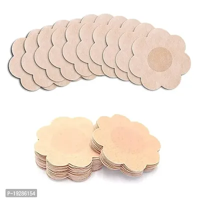Nipple Cover 10 Pcs Brozigo Pasties Nipple Covers for Woman 10 Pairs Self-Adhesive Breast Petals for Summer Dress Beige (Free Size)-thumb0
