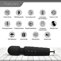 Cordless Rechargeable Battery Powered Personal Body Wand Massager Machine for Full body with 20 Vibration Modes with 8 Speeds  Water Resistant Women  Men, Multicolor (Pack of 1)-thumb1