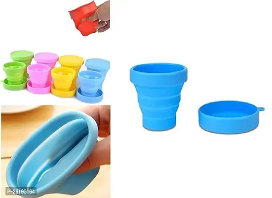 Silicone Foldable Travel Mug | Foldable Travel Glass | Portable Silicon Retractable Folding Cup | Folding Silicon Glass | Collapsible Outdoor Folded Cup (Multicolor)-thumb0