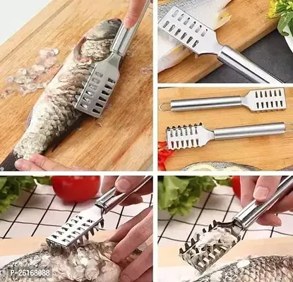 Fish Scale Scraper Fish Scaler Sawtooth Scale Descaler Scraper Cleaner Fish Scales Brush Shaver Remover Scale Knife Peeler Skin Peeler Fish Tools Kitchen (Pack - 1)-thumb3