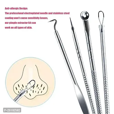 Blackhead and White Head Removal Tool Kit| 4 in 1 Stainless With Plastic Case| Face Skin Care Kit Come Done Scar Extractor-thumb3