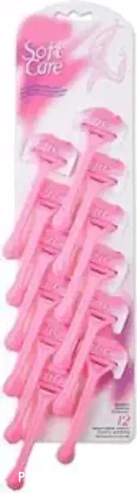 Soft Care Disposable Razor for Body for Women and Men With Nourishing White Stripe.(Pack of 12) (Blue Or Pink) (Random Colour)