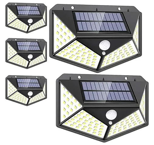 100 LED White Light Solar Lamp with Motion Sensor Light for Garden and Outdoor Lighting Plastic Black (Pack of 1)