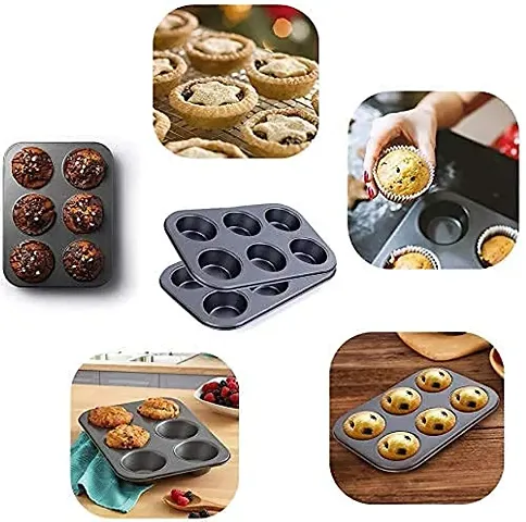 6 Cavity Grid Mould Muffin Cup Cake Tray for 6 Muffins Bakeware, Baking in Microwave Oven Non Stick Bakeware Cake Easy to Clean (1Pcs)