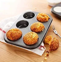 6 Cavity Grid Mould Muffin Cup Cake Tray for 6 Muffins Bakeware, Baking in Microwave Oven Non Stick Bakeware Cake Easy to Clean (1Pcs)-thumb2