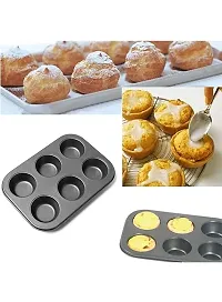 6 Cavity Grid Mould Muffin Cup Cake Tray for 6 Muffins Bakeware, Baking in Microwave Oven Non Stick Bakeware Cake Easy to Clean (1Pcs)-thumb3