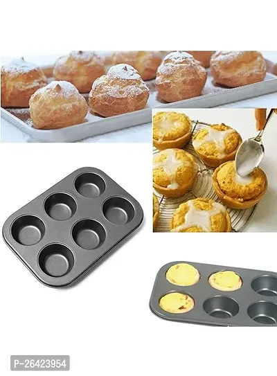 6 Cavity Grid Mould Muffin Cup Cake Tray for 6 Muffins Bakeware, Baking in Microwave Oven Non Stick Bakeware Cake Easy to Clean (1Pcs)-thumb4