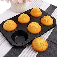 6 Cavity Grid Mould Muffin Cup Cake Tray for 6 Muffins Bakeware, Baking in Microwave Oven Non Stick Bakeware Cake Easy to Clean (1Pcs)-thumb1