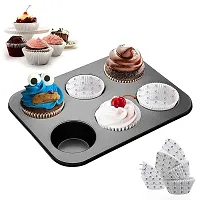6 Cavity Grid Mould Muffin Cup Cake Tray for 6 Muffins Bakeware, Baking in Microwave Oven Non Stick Bakeware Cake Easy to Clean (1Pcs)-thumb4