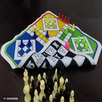2 in 1 Ludo Chess Mat Games Mini Size 1 X 1 Feet Anti-Skid Reversible Foldable Party  Fun Games Board Game-thumb4