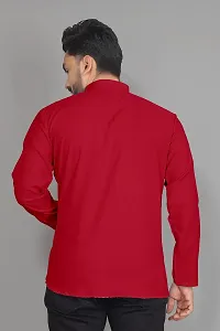 Reeta FashionRed Cotton Blend Solid Casual Men's Short Kurta - RFM038-M-thumb2