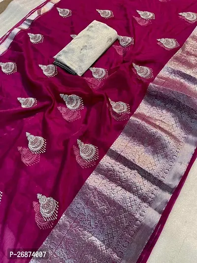 Reeta Fashion Gorgeous Wine   Kanchipuram Organza  Jacquard Multi Sequence Saree With Unstitched Blouse-thumb0