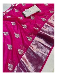 Reeta Fashion Elegant Dark Pink  Kanchipuram Organza  Jacquard Multi Sequence Saree With Unstitched Blouse-thumb2