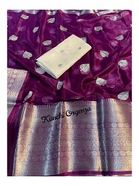 Reeta Fashion Designer Deep Violet  Kanchipuram Organza  Jacquard Multi Sequence Saree With Unstitched Blouse-thumb2
