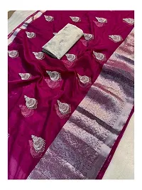 Reeta Fashion Gorgeous Wine   Kanchipuram Organza  Jacquard Multi Sequence Saree With Unstitched Blouse-thumb2