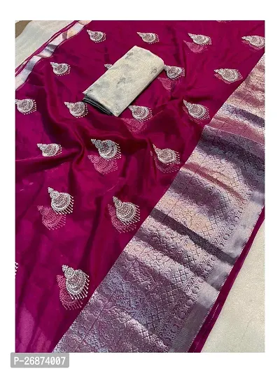Reeta Fashion Gorgeous Wine   Kanchipuram Organza  Jacquard Multi Sequence Saree With Unstitched Blouse-thumb3