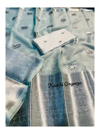 Reeta Fashion Elegant Grey  Kanchipuram Organza  Jacquard Multi Sequence Saree With Unstitched Blouse-thumb2
