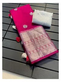 Reeta Fashion Gorgeous Dark Hot Pink  Kanchipuram Organza  Jacquard Multi Sequence Saree With Unstitched Blouse-thumb2
