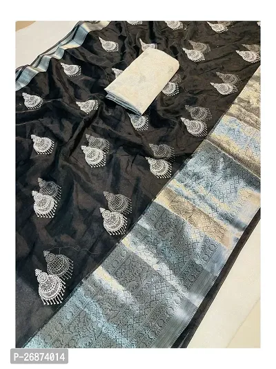 Reeta Fashion Gorgeous Black  Kanchipuram Organza  Jacquard Multi Sequence Saree With Unstitched Blouse-thumb3