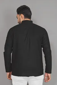Reeta FashionBlack Cotton Blend Solid Casual Men's Short Kurta - RFM040-3XL-thumb2