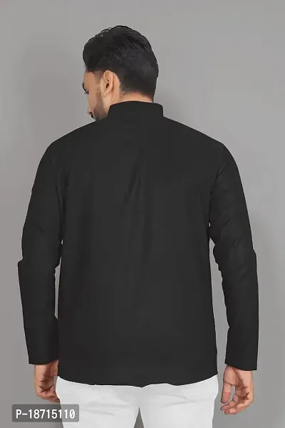 Reeta FashionBlack Cotton Blend Solid Casual Men's Short Kurta - RFM040-3XL-thumb3