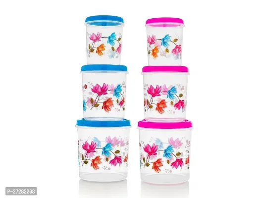 Plastic Grocery Container - 1000 ml, 2000 ml, 3000 ml  Pack of 6, Blue, Pink