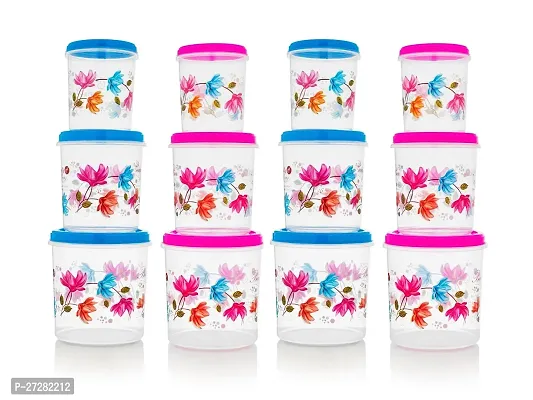 Plastic Grocery Container - 1000 ml, 2000 ml, 3000 ml  Pack of 12, Blue, Pink