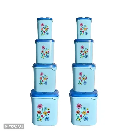 Plastic Grocery Container - 250, 500 ml, 1000 ml, 1500 ml Pack of 8, Blue-thumb0