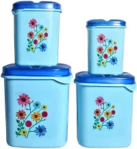 Plastic Grocery Container - 250, 500 ml, 1000 ml, 1500 ml Pack of 8, Blue-thumb1