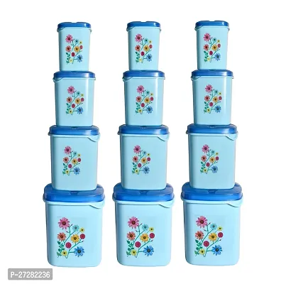 Plastic Grocery Container - 250, 500 ml, 1000 ml, 1500 ml Pack of 12, Blue-thumb0