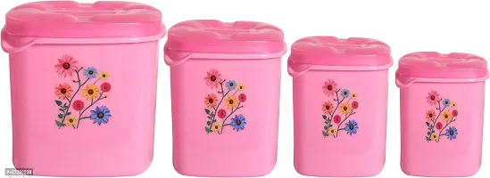 Plastic Grocery Container - 250, 500 ml, 1000 ml, 1500 ml Pack of 4, Pink-thumb2