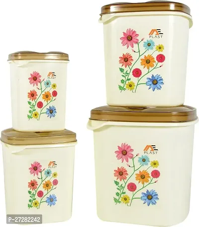 Plastic Grocery Container - 250, 500 ml, 1000 ml, 1500 ml Pack of 4, White-thumb0