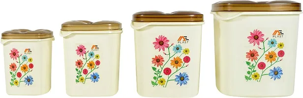Plastic Grocery Container - 250, 500 ml, 1000 ml, 1500 ml Pack of 4, White-thumb1