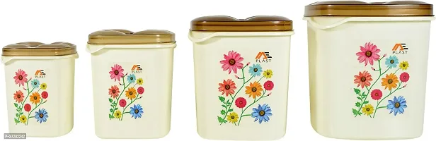 Plastic Grocery Container - 250, 500 ml, 1000 ml, 1500 ml Pack of 4, White-thumb2
