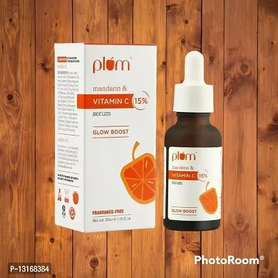 Plum 15% Vitamin C Face Serum Wi th Mandarin Serum For Face Glowing  Whitening With Pure E thyl Ascorbic Acid For Hyperpigmentation  Dull Skin, Pack Of 1 [30 Ml]-thumb0