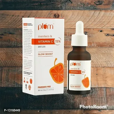 Plum 15% Vitamin C Face Serum With M andarin Serum For Face Glowing  Whitening With Pure Ethyl  Ascorbic Acid F or Hyperpigmentation  Dull Skin, Pack Of 1 {30 ML}