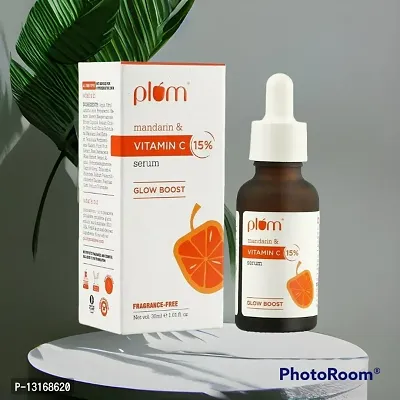 Plum 15% Vitamin C Face Serum With Mandari n Serum For Face Glowing  Whitening With Pure Ethyl Ascorbic Acid For Hyperpigmentation  Dull Skin, Pack Of 1 (30 ml)