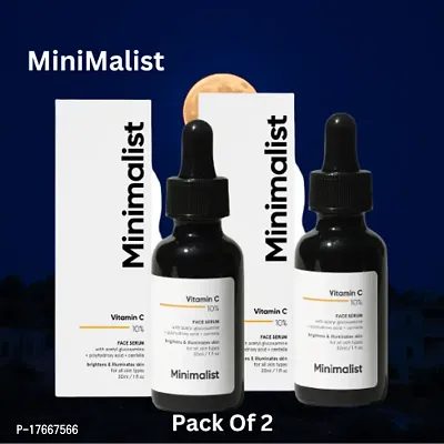 Minimalist 10% Vitamin C Face Serum for Glowing Skin (Beginner Friendly Potent Vitamin C Formula) | Highly Stable  Effective Skin Brightening Vit C Serum | Non Irritating | 30 ml [Pack Of 2]-thumb0