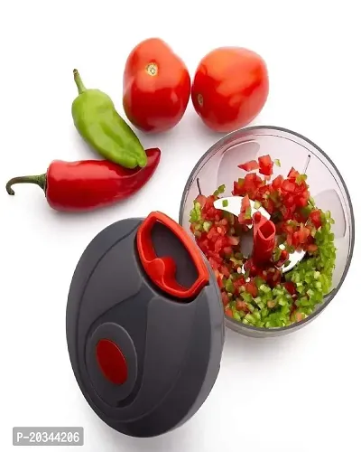 ZEBICS Big Quick Chopper Container 2 in 1 Jumbo Vegetable Chopper, Cutter with Storage Lid for Kitchen- 3 SS Blades (450ML)-thumb3