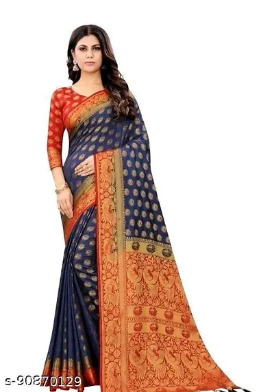 Sanwariya Women's Floral Brasso Saree with Blouse (ZARA BLUE)